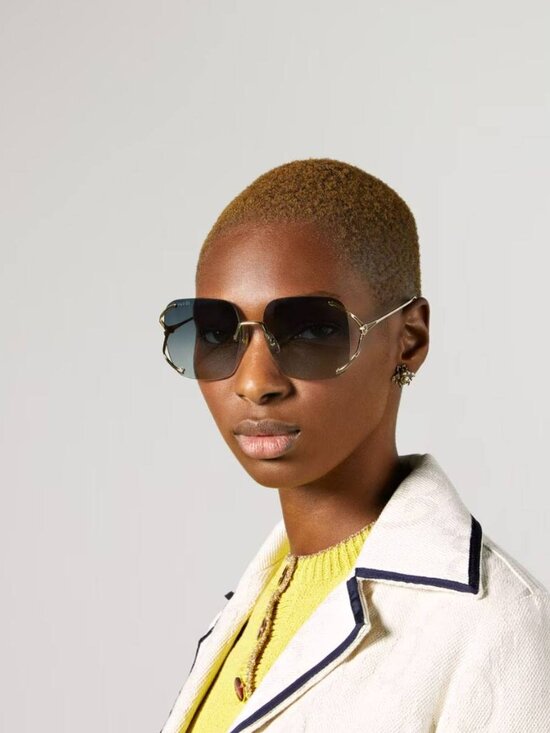 Gucci GG0646S 001 Square Sunglasses - Gold / Grey main image 12